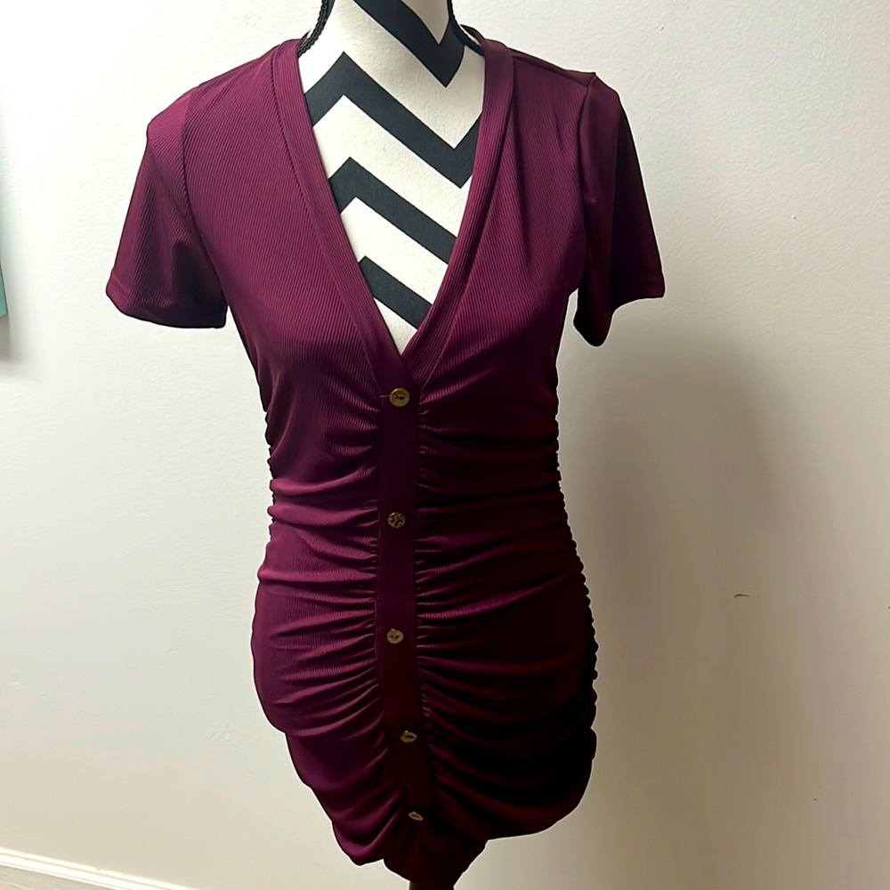 SHEIN cinched side dress, large SHEIN fits like a medium purple burgundy